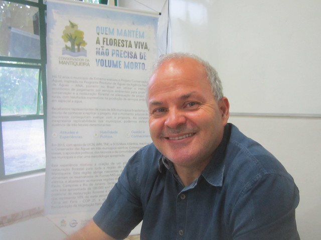 Since 2005 Paulo Henrique Pereira, Secretary of Environment in Extrema since 1995, has promoted the Water Conservator Project, which has won national and international awards for its success in recovering and preserving springs and streams, by paying for environmental services to rural landowners who reforest in this municipality in southeastern Brazil. "Planting trees is easy, creating a forest is more complex," he says. Credit: Mario Osava/IPS