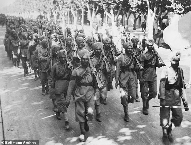 Indian troops march through France in August 1914. India, Pakistan and Bangladesh had already sent two infantry and two cavalry divisions to the Western Front by the end of 1914