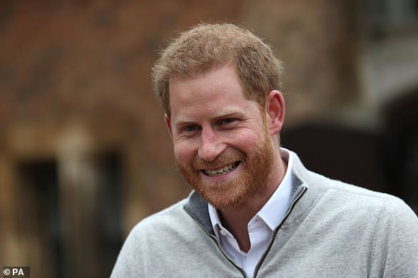 Speaking hours after his wife went into labour, an overjoyed Prince Harry (pictured) revealed that his wife had given birth to a healthy baby boy