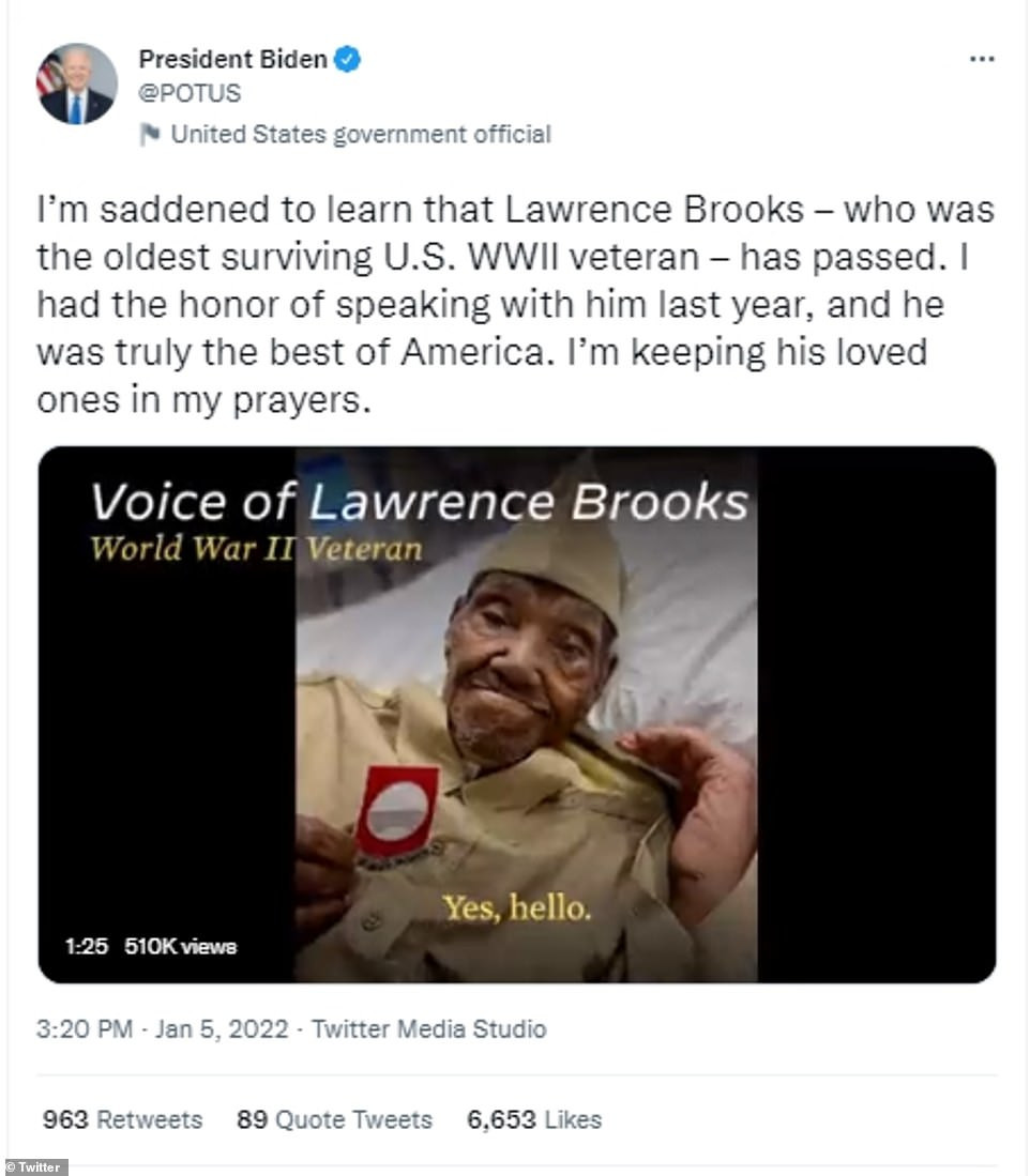 Oldest surviving World War II veteran Lawrence Brooks dies aged 112