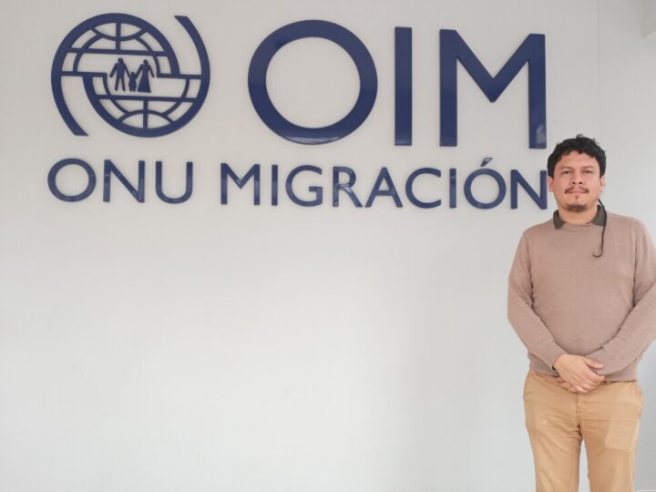 Pablo Peña, coordinator of the Emergency and Humanitarian Assistance Unit of the International Organization for Migration (IOM) in Peru, stands in front of the headquarters of this United Nations agency in Lima. He highlights the need to address the situation of internal migration driven by the impacts of climate change. CREDIT: Mariela Jara / IPS