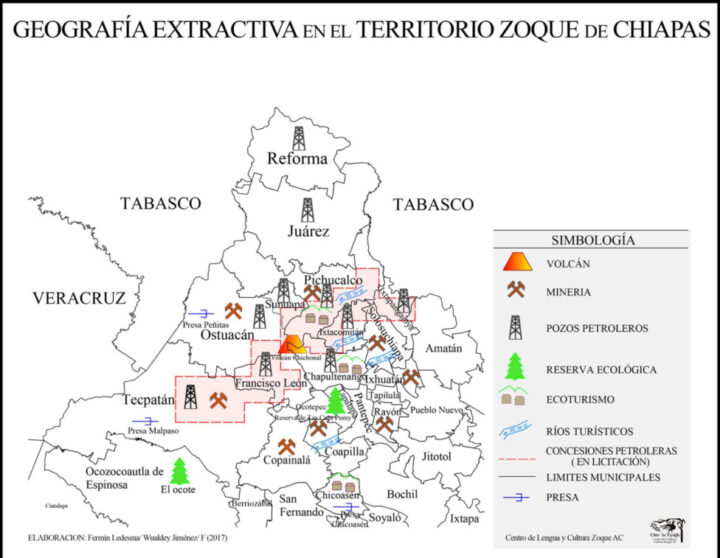 The state of Chiapas is home to hydroelectric power plants, mining projects, hydrocarbon exploitation blocks and a section of the Mayan Train, the most emblematic megaproject of the current Mexican government. Image: Center for Zoque Language and Culture AC