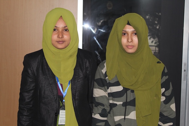 Two sisters, Sweety Akter (left) and Shikha Akter (right) enrolled in Moimuna Nursing Institute, Sweety has already completed a nursing diploma with financial support from the institute and Shikha is now a second-year student. Credit: Rafiqul Islam/IPS