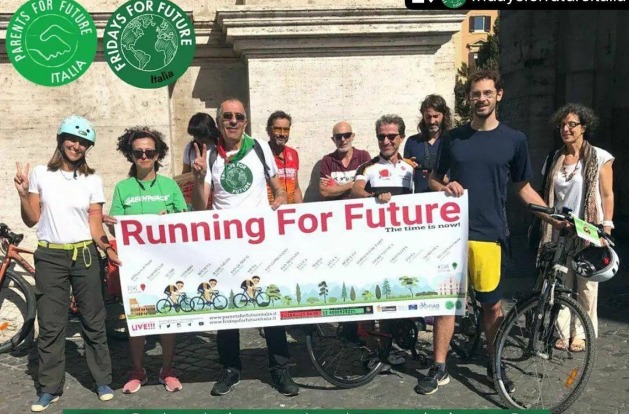 The Italian section of Parents for Future gears up for "Running For Future, Cycling For Peace" — a multi-stage cycling event starting in Rome's Piazza del Popolo on May 10th and ending in Lecce on May 19th, following the Via Francigena route. Credit: Paul Virgo