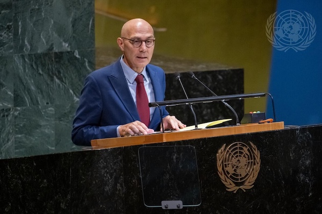 Volker Türk, United Nations High Commissioner for Human Rights, addresses the high-level conference of the General Assembly on the situation of Rohingya Muslims and other minorities in Myanmar. Credit: UN Photo/Manuel Elias