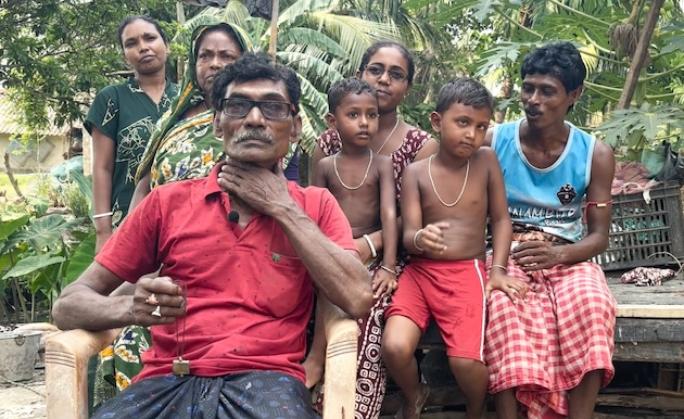 Gopal Mondal and his family in the Sundarbans. Credit: Diwash Gahatraj/IPS