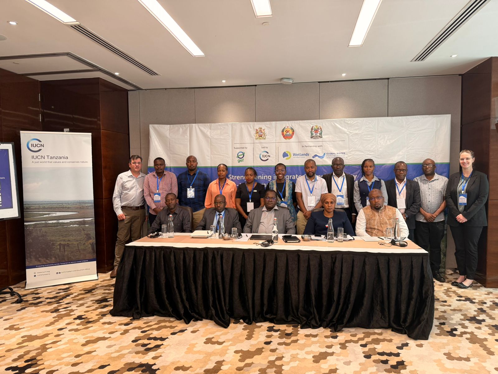 Delegates from Tanzania, Mozambique and Malawi pose for a group photo during the inception workshop launching the “Strengthening Integrated Transboundary Source-to-Sea Management of the Ruvuma River Basin and Its Coastal Zones” project at Johari Rotana on March 4, 2026. The five-year, USD 7.12 million initiative funded by the Global Environment Facility aims to improve cross-border management of the Ruvuma River Basin, protecting ecosystems while strengthening livelihoods for communities across Tanzania, Mozambique and Malawi. Credit: Kizito Makoye/IPS
